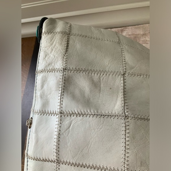 Vintage Y2K 90’S Square Patch Medium Leather White Snap Purse Bag Made in Italy - Picture 10 of 16